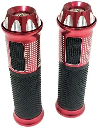 [DC_00313] Manubrios con decoraciones en alumino negro-rojo - universal - GENERICO